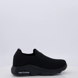 Men's Black Jersey Knit Casual Sneakers