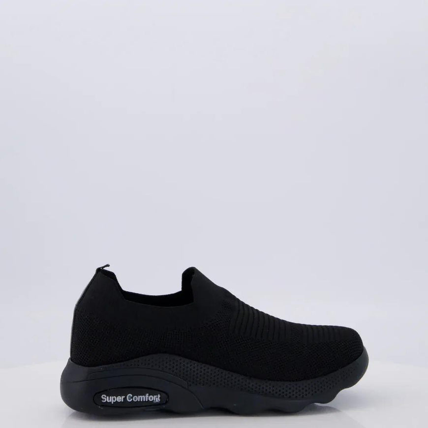 Men's Black Jersey Knit Casual Sneakers