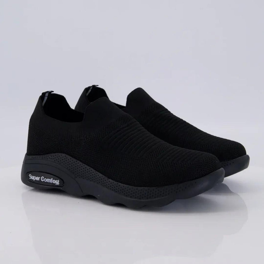 Men's Black Jersey Knit Casual Sneakers