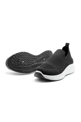 Men's Black Slip-On Walking Sneakers Breathable Comfortable