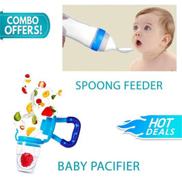 Silicone Pacifier & Feeding Spoon Set Multicolor Baby Safe