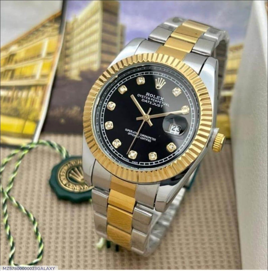 Rolex Men's Luxury Watch Black Diamond Dial 41mm Stainless Steel