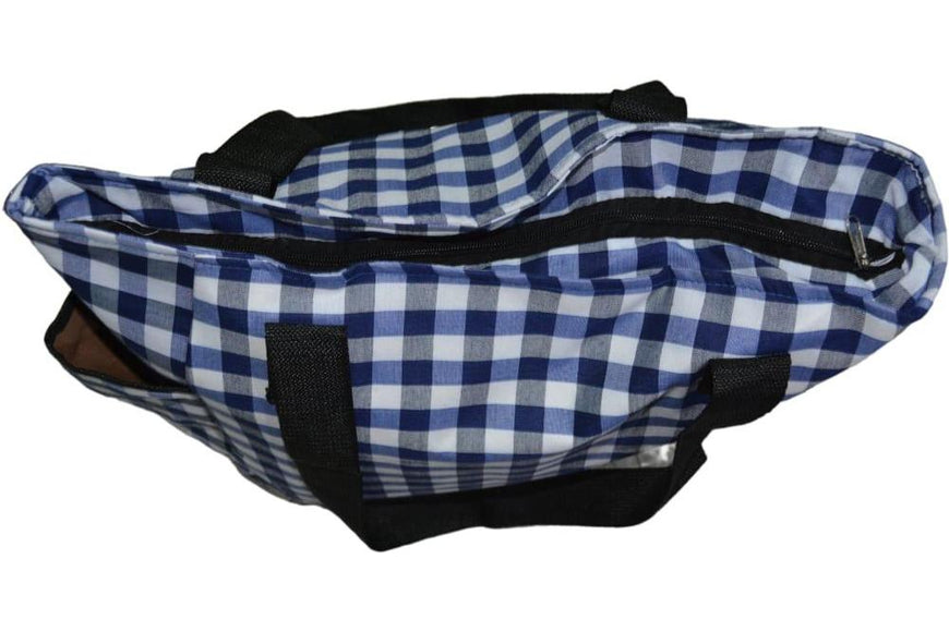 Baby Diapers Bag Blue Checkered Oxford Fabric