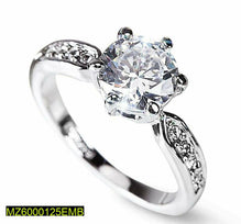Cubic Zirconia Ring Adjustable Silver Plated for Women