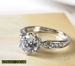 Cubic Zirconia Ring Adjustable Silver Plated for Women