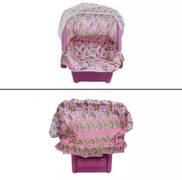Pink Baby Carry Cot with Mosquito Net & Storage