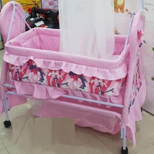 Pink Baby Swing with Mosquito Net & Wheels