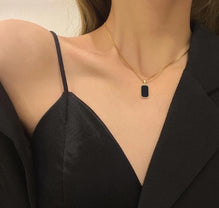 Black Stone Pendant Gold Plated