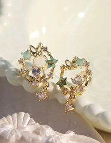 Elegant Butterfly Earrings for Women with Gemstones