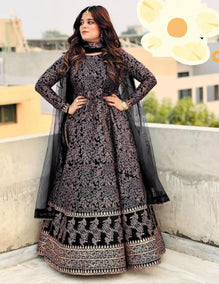 Women Katan Silk Maxi Suit Set with Dupatta 3cm