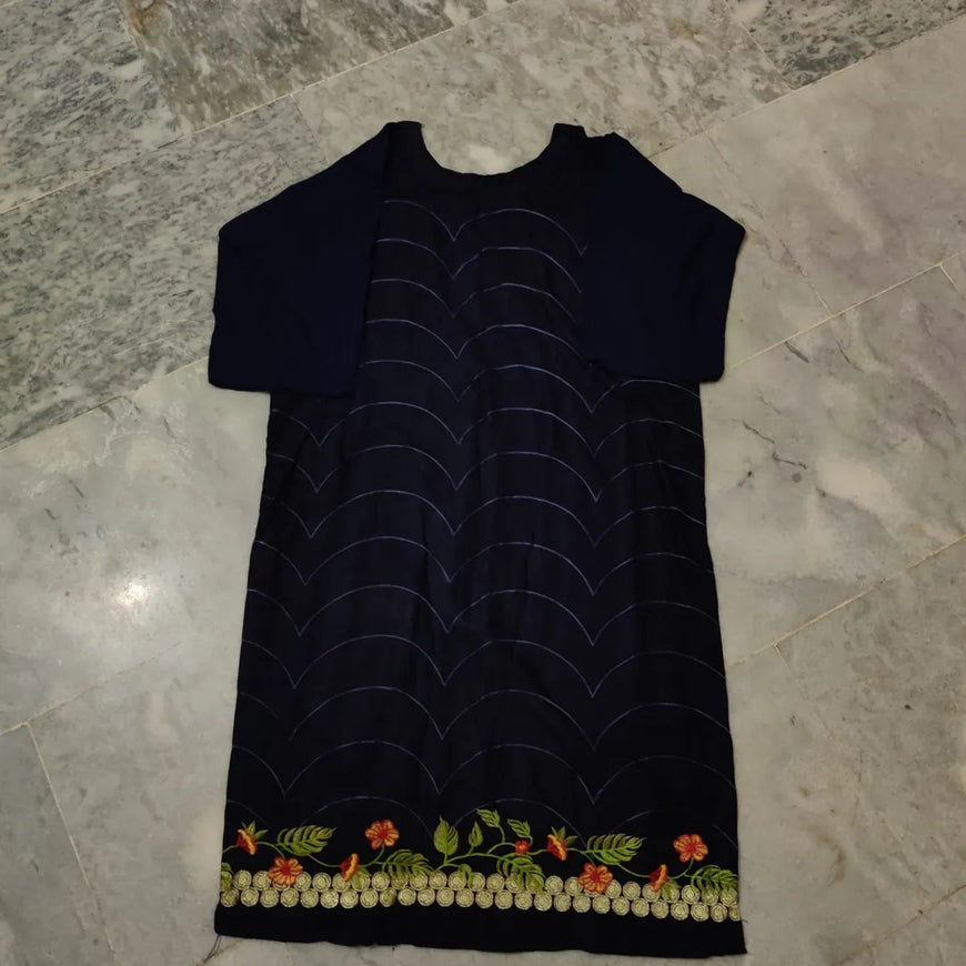 1 Pc Women's Stitched Arabic Lawn Embroidered Shirt