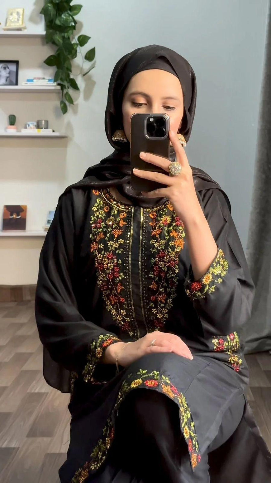 Women Embroidered Maroon Linen Suit