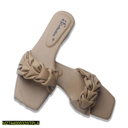 Rexine Slides with Ruched Bow for Men Women Casual Wear