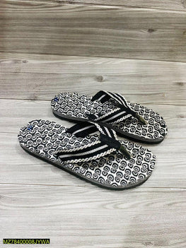 Men's Printed Memory Foam Slippers Black Casual