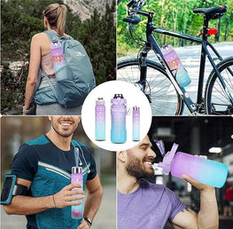 3 Pcs Gradient ABS Water Bottles 500ml Leak Proof