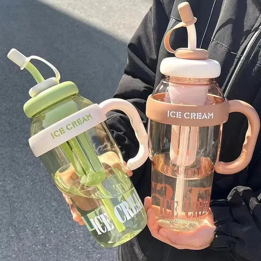 Premium Ice Cream Water Bottle Pink Black ABS