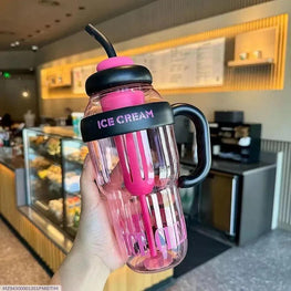 Premium Ice Cream Water Bottle Pink Black ABS