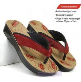 Women's Red Leaf Pattern Slippers with Arch Support