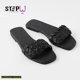 Women's Black Braided Rexene Slipper