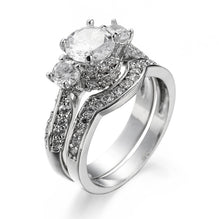 White Zircon Couple Ring Set for Women