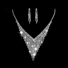 Silver Bridal Necklace & Earrings Set for Weddings