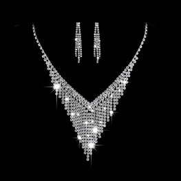 Silver Bridal Necklace & Earrings Set for Weddings