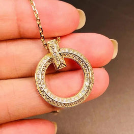 Diamond Ring Necklace Gold Rose Gold Clavicle Chain