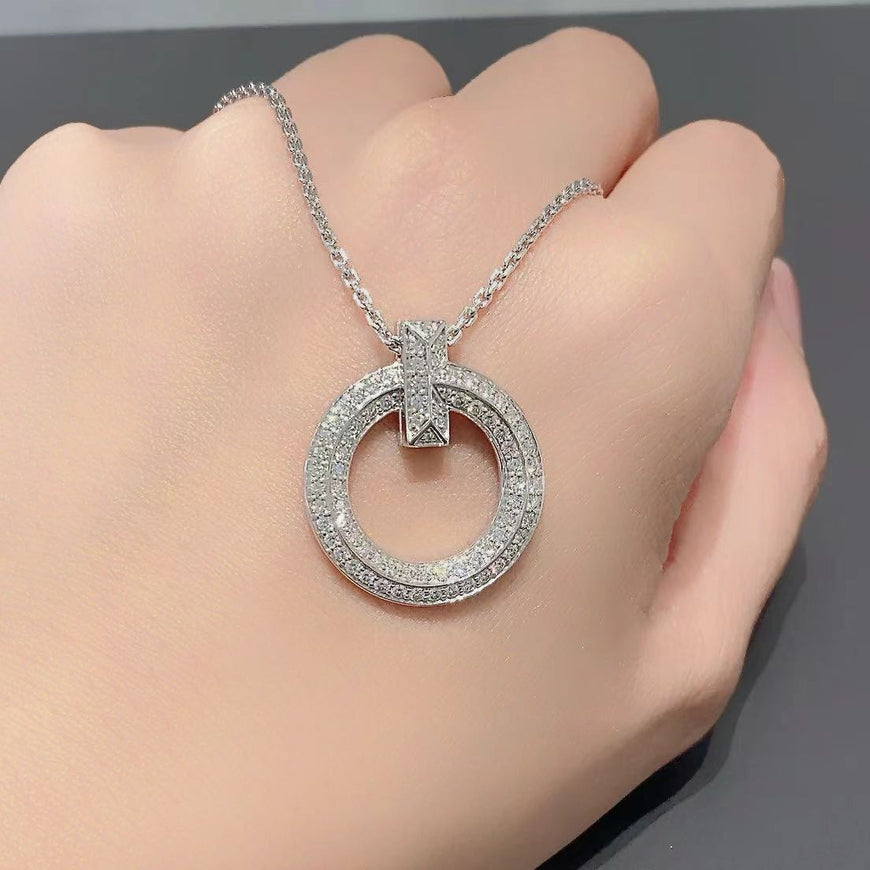 Diamond Ring Necklace Gold Rose Gold Clavicle Chain