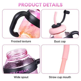 Ice Cream Water Bottle with Straw & Tea Infuser | 1400ml | | Large Capacity Gym & Summer Drink Bottle | Random color